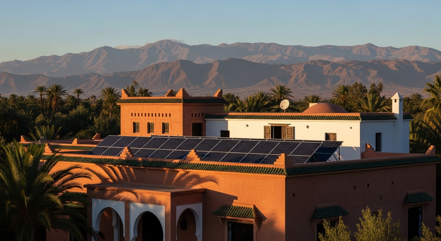 Moroccan home with solar panels